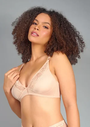 Control Top Full Coverage Bra Without Padding – Lace Detail